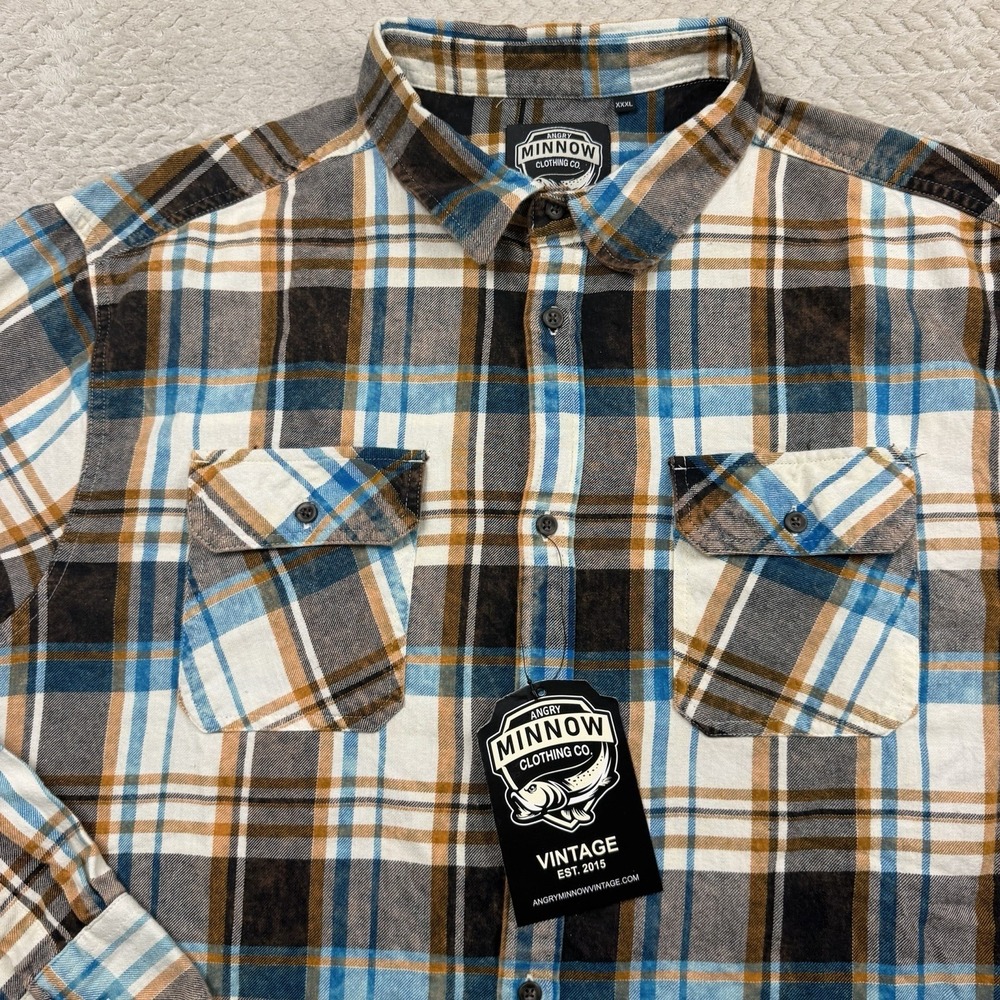 Angry Minnow Clothing Adult XXXL flannel NWT Long Sleeve Up North Cabin - Picture 5 of 14